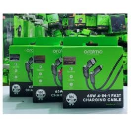 Câble multifonction Oraimo SpeedLine 4 - OCD-155 - 4-en-1 (USB-A & Type-C vers Type-C & Lightning) - Charge rapide 65W - PD Fast Charging - Transfert de données haute vitesse - Compatible Android & iPhone & Laptops